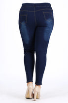 Plus Size High Waist Ripped Denim Jeggings Pants Bagel