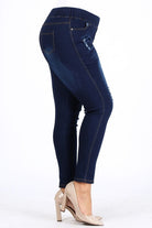 Plus Size High Waist Ripped Denim Jeggings Pants Bagel