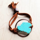Turquoise Bracelet Stone Slab & Adjustable Ties The Jewelry Junkie