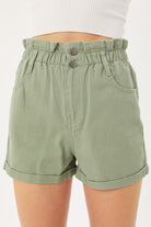 Double Buttoned Waistband Denim Shorts Love Tree