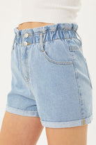 Double Buttoned Waistband Denim Shorts Love Tree