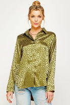 SATIN LEOPARD PRINT BUTTON DOWN TOP Sweet Generis