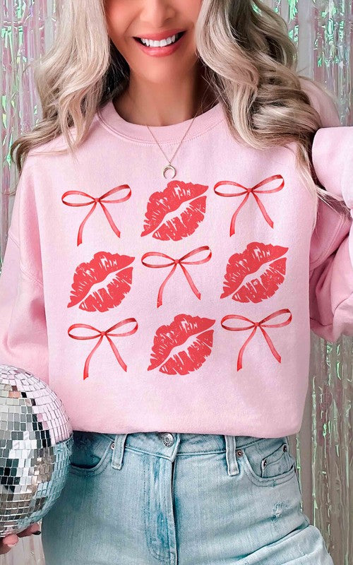 PLUS SIZE - BOWS AND KISSES Graphic Sweatshirt BLUME AND CO.