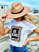 Be Kind Leopard Graphic Tee Ocean and 7th
