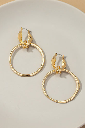 Statement hammered hoop drop earrings LA3accessories