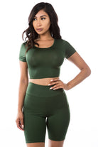 2PC SET CROP TOP WITH BICYCLE PANT By Claude