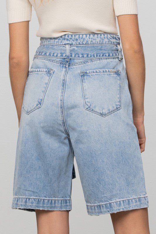 Self Belted Bermuda Denim Shorts Denim Lab USA