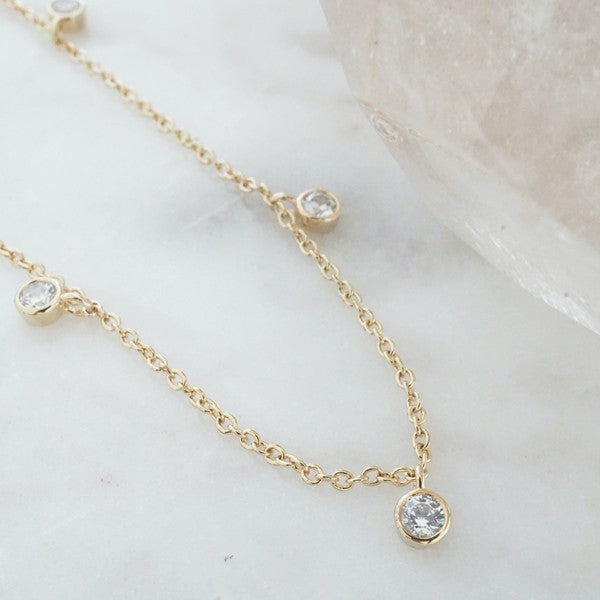 Crystal Bezel Stardust Necklace HONEYCAT Jewelry