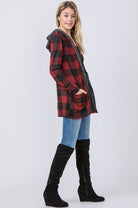 Buffalo Plaid Hooded Cardigan EG fashion