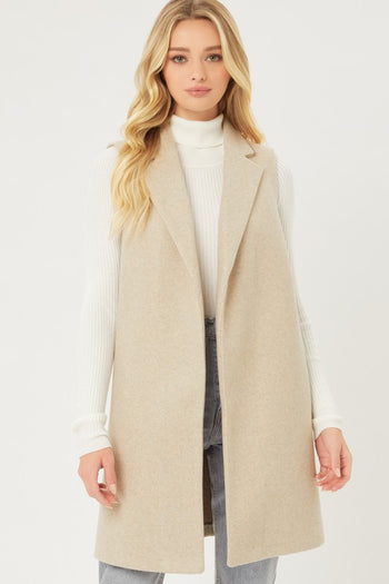 JQ Fleece Long Line Vest Love Tree