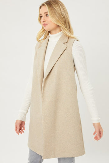 JQ Fleece Long Line Vest Love Tree