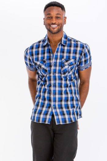 Mens Checkered Button Down Shirt WEIV