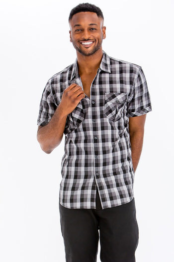 Mens Checkered Button Down Shirt WEIV