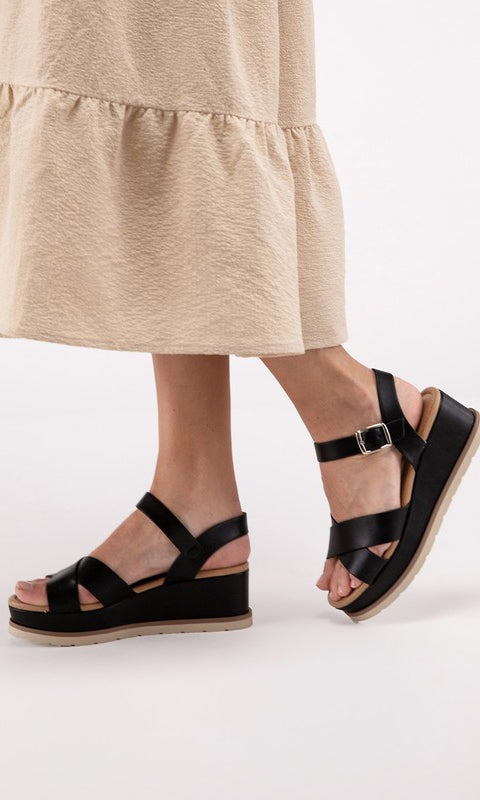 Clever-S Cross Strap Wedge Sandals Fortune Dynamic