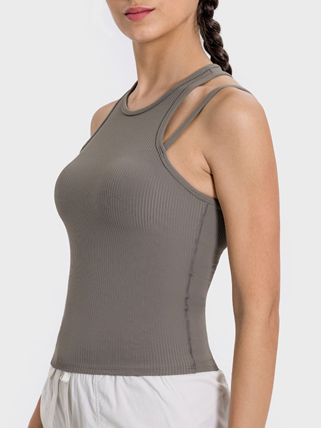 Cutout Round Neck Racerback Active Tank Trendsi