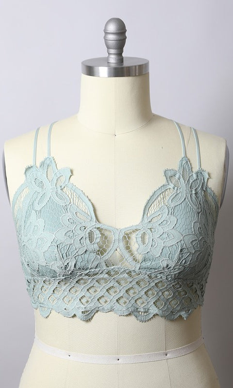 X-Large Padded Crochet Lace Longline Bralette Leto Accessories