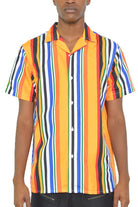 MENS STRIPED BUTTON DOWN SHIRT PRINT WEIV