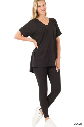 BRUSHED DTY MICROFIBER LOUNGEWEAR SET ZENANA