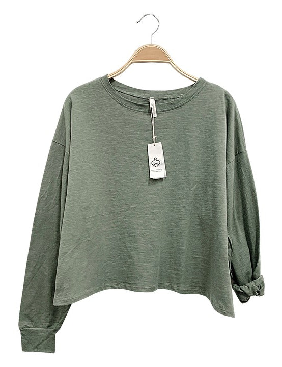 PRE WASHED COTTON OVERSIZED LONG SLEEVE T Fabina