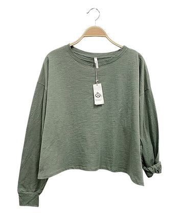 PRE WASHED COTTON OVERSIZED LONG SLEEVE T Fabina