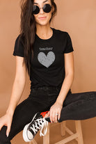 Teacher Heart Tee Wildberry Waves