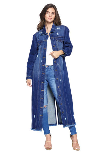 DENIM LONG JACKETS DISTRESSED WASHED Blue Age