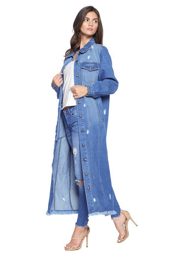 DENIM LONG JACKETS DISTRESSED WASHED Blue Age