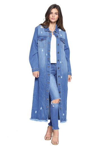 DENIM LONG JACKETS DISTRESSED WASHED Blue Age