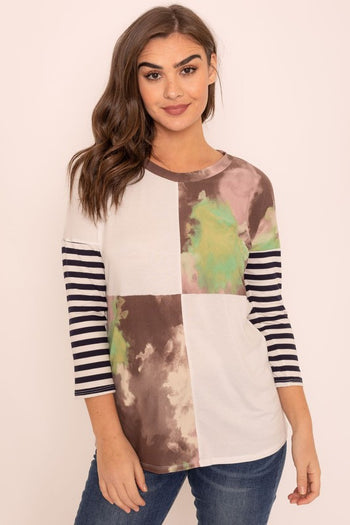 Plus Tie Dye Color Block Tunic EG fashion