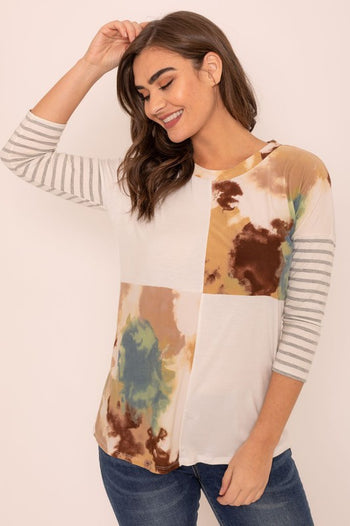 Plus Tie Dye Color Block Tunic EG fashion