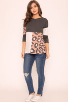 Plus Leopard Color Block Tunic EG fashion