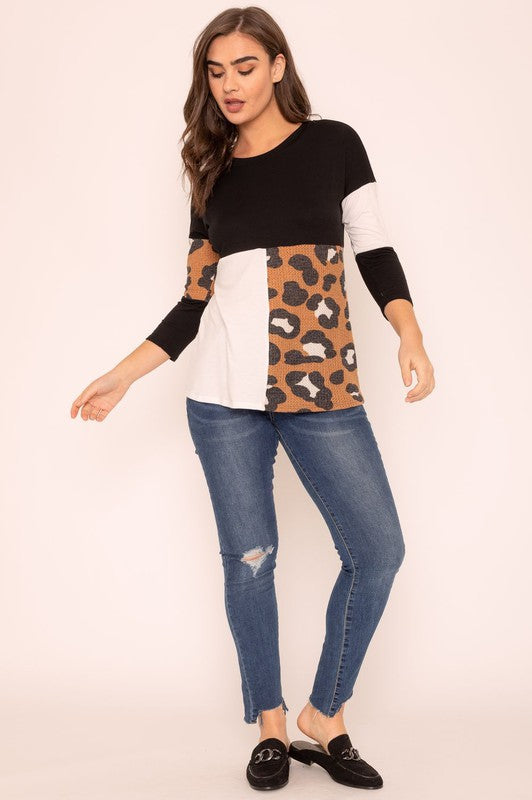 Leopard Color Block Tunic EG fashion