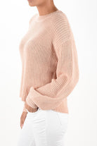 Puff Bell Sleeve Waffle Knit Pullover Sweater Top Mak