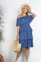 OFF THE SHOULDER THREE LAYERS RUFFLE DRESS Ninexis