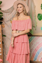 OFF THE SHOULDER THREE LAYERS RUFFLE DRESS Ninexis