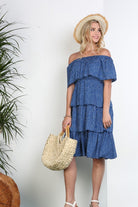 OFF THE SHOULDER THREE LAYERS RUFFLE DRESS Ninexis