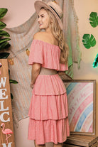 OFF THE SHOULDER THREE LAYERS RUFFLE DRESS Ninexis