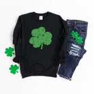 Grunge Clover Graphic Sweatshirt Olive and Ivory Wholesale