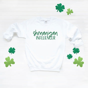 Shenanigan Influencer Graphic Sweatshirt Olive and Ivory Wholesale