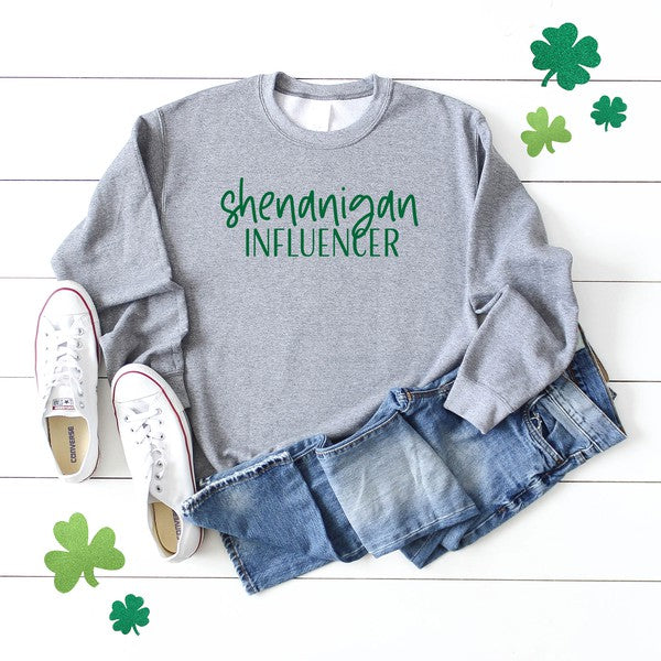 Shenanigan Influencer Graphic Sweatshirt Olive and Ivory Wholesale