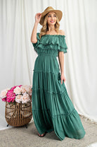 OFF THE SHOULDER RUFFLE MAXI DRESS eesome