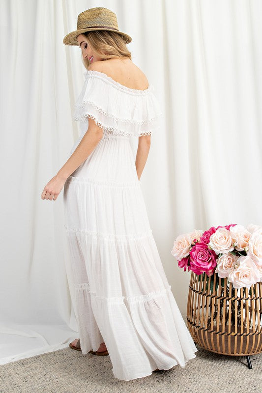 OFF THE SHOULDER RUFFLE MAXI DRESS eesome