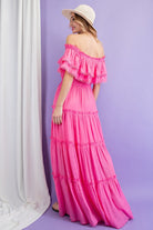 OFF THE SHOULDER RUFFLE MAXI DRESS eesome