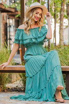 OFF THE SHOULDER RUFFLE MAXI DRESS eesome