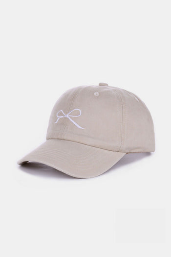 Zenana Bow Embroidered Washed Cotton Caps Trendsi