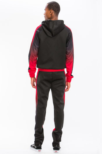 Black Red Full Zip Ombre Track Suit WEIV