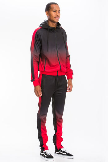 Black Red Full Zip Ombre Track Suit WEIV