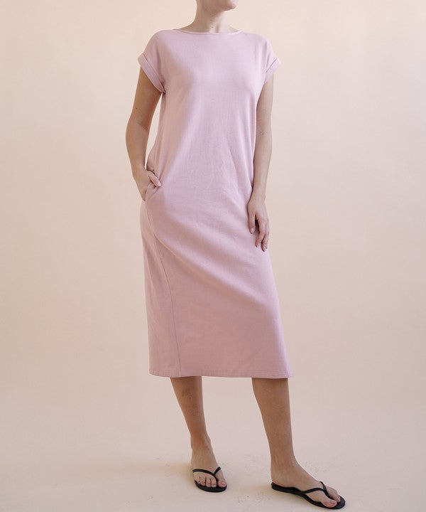 BRUSHED ORGANIC HEMP Side Slit Maxi Dress Fabina
