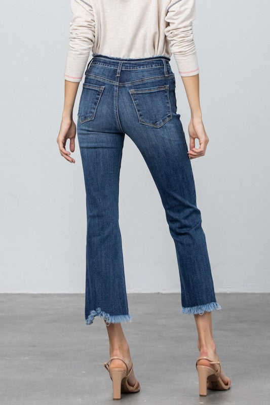 High Stretch Frayed Hem Crop Jeans Denim Lab USA