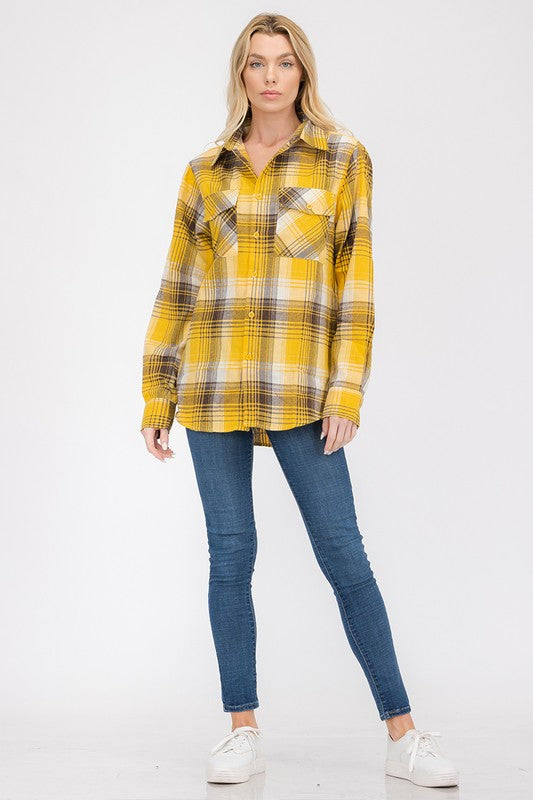 Regular Fit Checker Plaid Flannel Long Sleeve WEIV